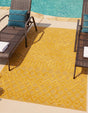 Yellow 4' x 6' Outdoor Trellis Textured Rectangle Area Rug Weather Resistant for Patio, Deck, Terrace, Balcony, Porch Geometric Design Water Safe Outside Carpet for Sale at Rug Engine