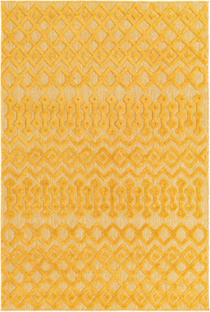 Yellow 5' 3 x 8' Outdoor Trellis Textured Rectangle Area Rug Weather Resistant for Patio, Deck, Terrace, Balcony, Porch Geometric Design Water Safe Outside Carpet for Sale at Rug Engine