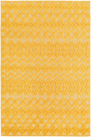 Yellow 4' x 6' Outdoor Trellis Textured Rectangle Area Rug Weather Resistant for Patio, Deck, Terrace, Balcony, Porch Geometric Design Water Safe Outside Carpet for Sale at Rug Engine