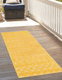 Yellow 2' x 6' Outdoor Trellis Textured Runner Area Rug Weather Resistant for Patio, Deck, Terrace, Balcony, Porch Geometric Design Water Safe Outside Carpet for Sale at Rug Engine
