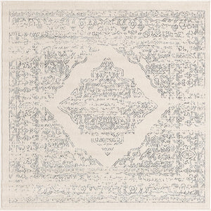 White 4' x 4' Isabella Square Area Rug Polypropylene & Polyester Traditional Elegant Carpet for Living Rooms, Dining, Office, Dorms for Sale at Rug Engine