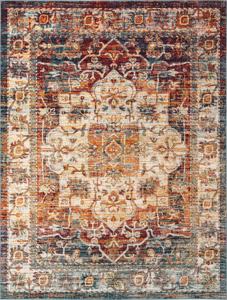 Multicolor 9' x 12' Isabella Rectangle Area Rug Polypropylene & Polyester Traditional Elegant Carpet for Living Rooms, Dining, Office, Dorms for Sale at Rug Engine