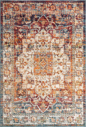 Multicolor 6' 1 x 9' Isabella Rectangle Area Rug Polypropylene & Polyester Traditional Elegant Carpet for Living Rooms, Dining, Office, Dorms for Sale at Rug Engine