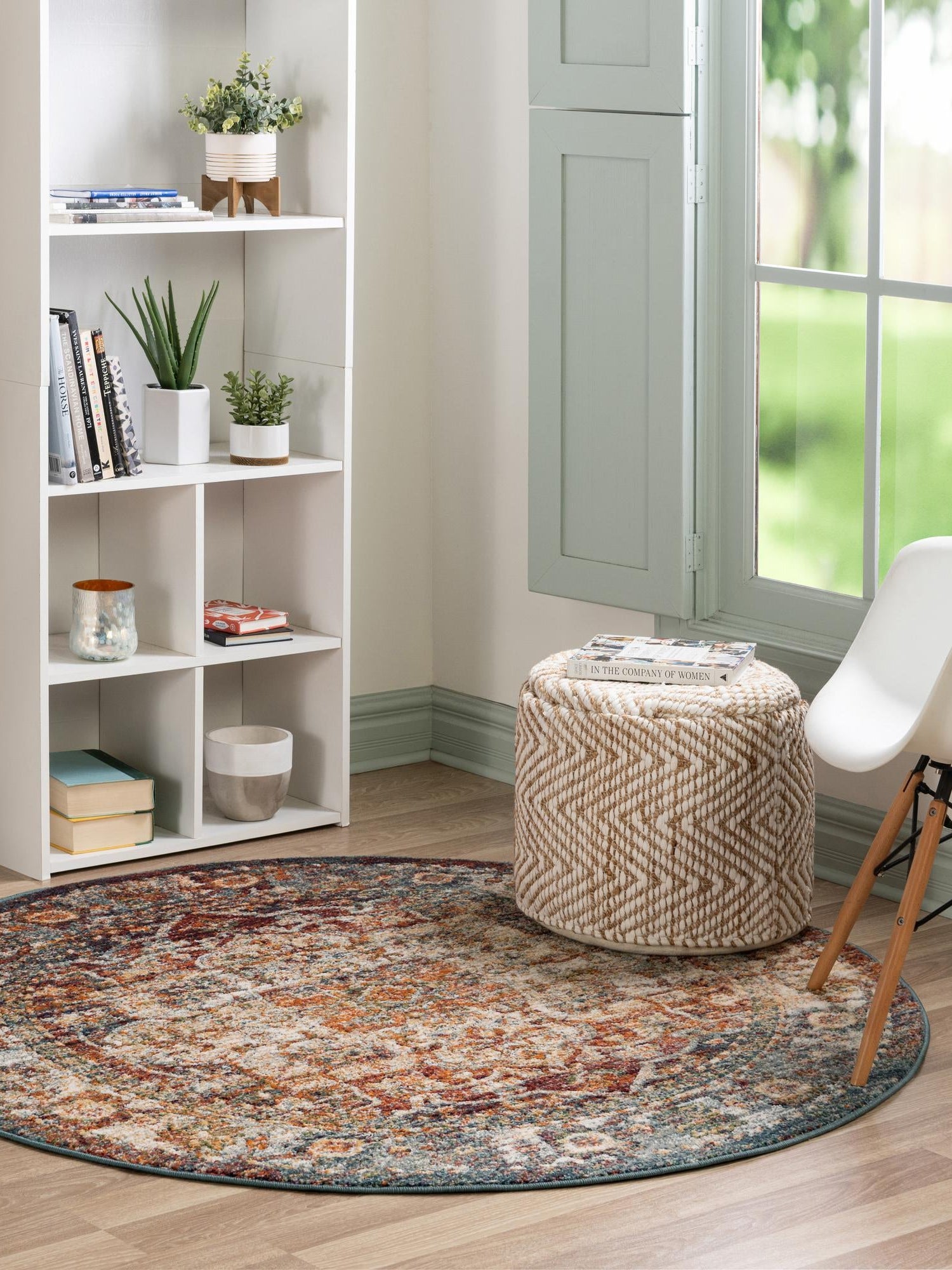 Multicolor 5' 1 x 5' 1 Isabella Round Area Rug Polypropylene & Polyester Traditional Elegant Carpet for Living Rooms, Dining, Office, Dorms for Sale at Rug Engine