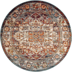 Multicolor 6' 1 x 6' 1 Isabella Round Area Rug Polypropylene & Polyester Traditional Elegant Carpet for Living Rooms, Dining, Office, Dorms for Sale at Rug Engine