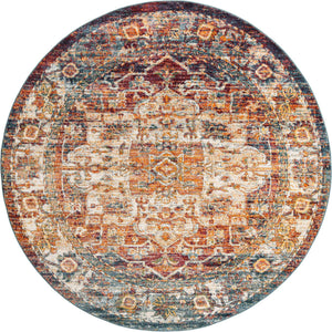Multicolor 7' 10 x 7' 10 Isabella Round Area Rug Polypropylene & Polyester Traditional Elegant Carpet for Living Rooms, Dining, Office, Dorms for Sale at Rug Engine