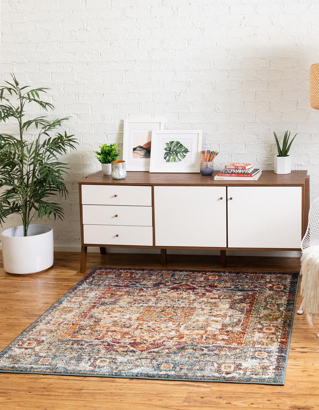 Multicolor 4' 1 x 4' 1 Isabella Square Area Rug Polypropylene & Polyester Traditional Elegant Carpet for Living Rooms, Dining, Office, Dorms for Sale at Rug Engine