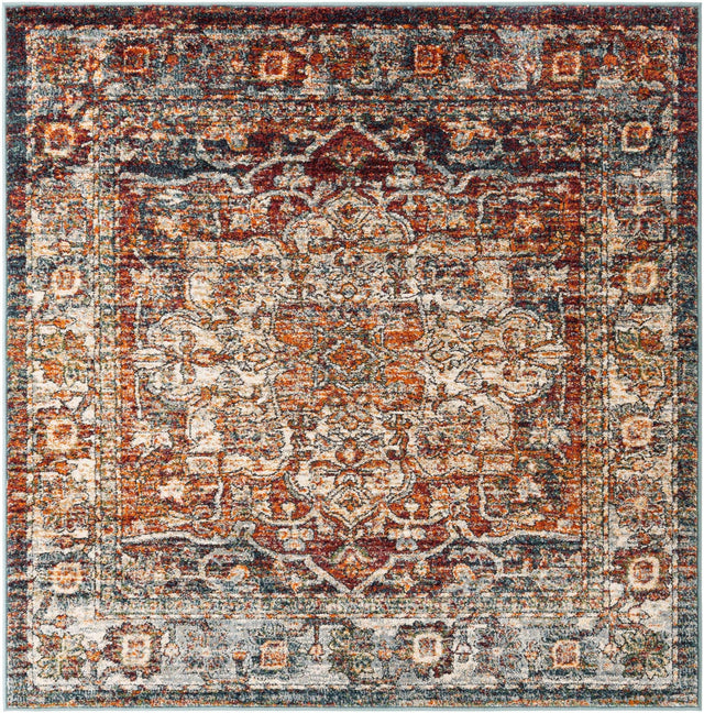 Multicolor 5' 1 x 5' 1 Isabella Square Area Rug Polypropylene & Polyester Traditional Elegant Carpet for Living Rooms, Dining, Office, Dorms for Sale at Rug Engine