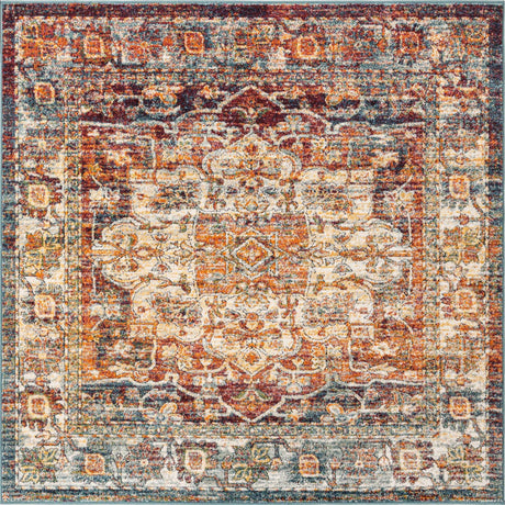 Multicolor 6' 1 x 6' 1 Isabella Square Area Rug Polypropylene & Polyester Traditional Elegant Carpet for Living Rooms, Dining, Office, Dorms for Sale at Rug Engine