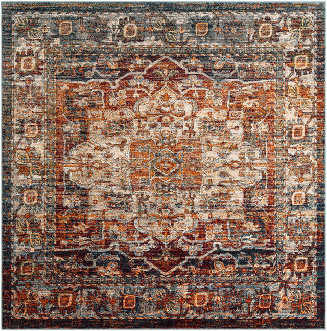 Multicolor 7' 10 x 7' 10 Isabella Square Area Rug Polypropylene & Polyester Traditional Elegant Carpet for Living Rooms, Dining, Office, Dorms for Sale at Rug Engine