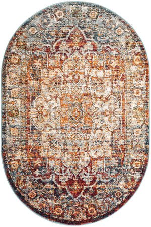 Multicolor 4' 1 x 6' 1 Isabella Oval Area Rug Polypropylene & Polyester Traditional Elegant Carpet for Living Rooms, Dining, Office, Dorms for Sale at Rug Engine