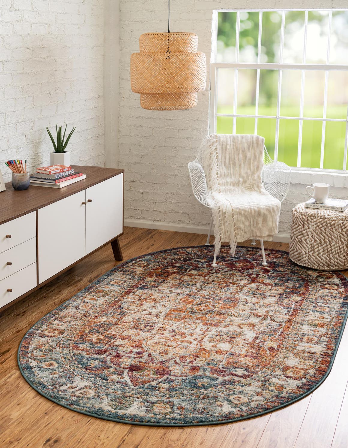 Multicolor 6' 1 x 9' Isabella Oval Area Rug Polypropylene & Polyester Traditional Elegant Carpet for Living Rooms, Dining, Office, Dorms for Sale at Rug Engine