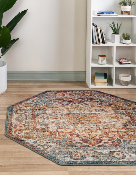 Multicolor 7' 10 x 7' 10 Isabella Octagon Area Rug Polypropylene & Polyester Traditional Elegant Carpet for Living Rooms, Dining, Office, Dorms for Sale at Rug Engine