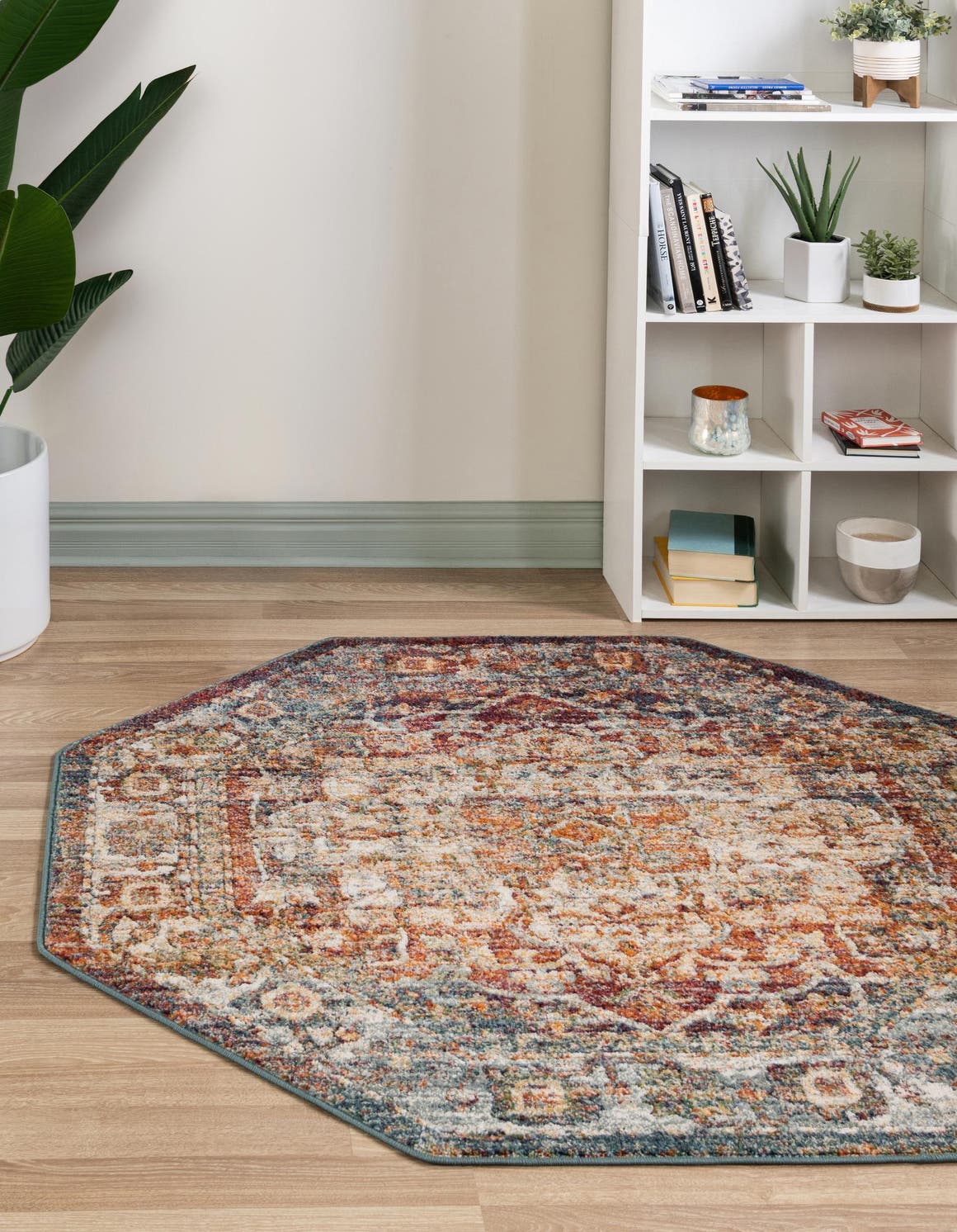 Multicolor 6' 1 x 6' 1 Isabella Octagon Area Rug Polypropylene & Polyester Traditional Elegant Carpet for Living Rooms, Dining, Office, Dorms for Sale at Rug Engine