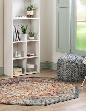 Multicolor 7' 10 x 7' 10 Isabella Octagon Area Rug Polypropylene & Polyester Traditional Elegant Carpet for Living Rooms, Dining, Office, Dorms for Sale at Rug Engine