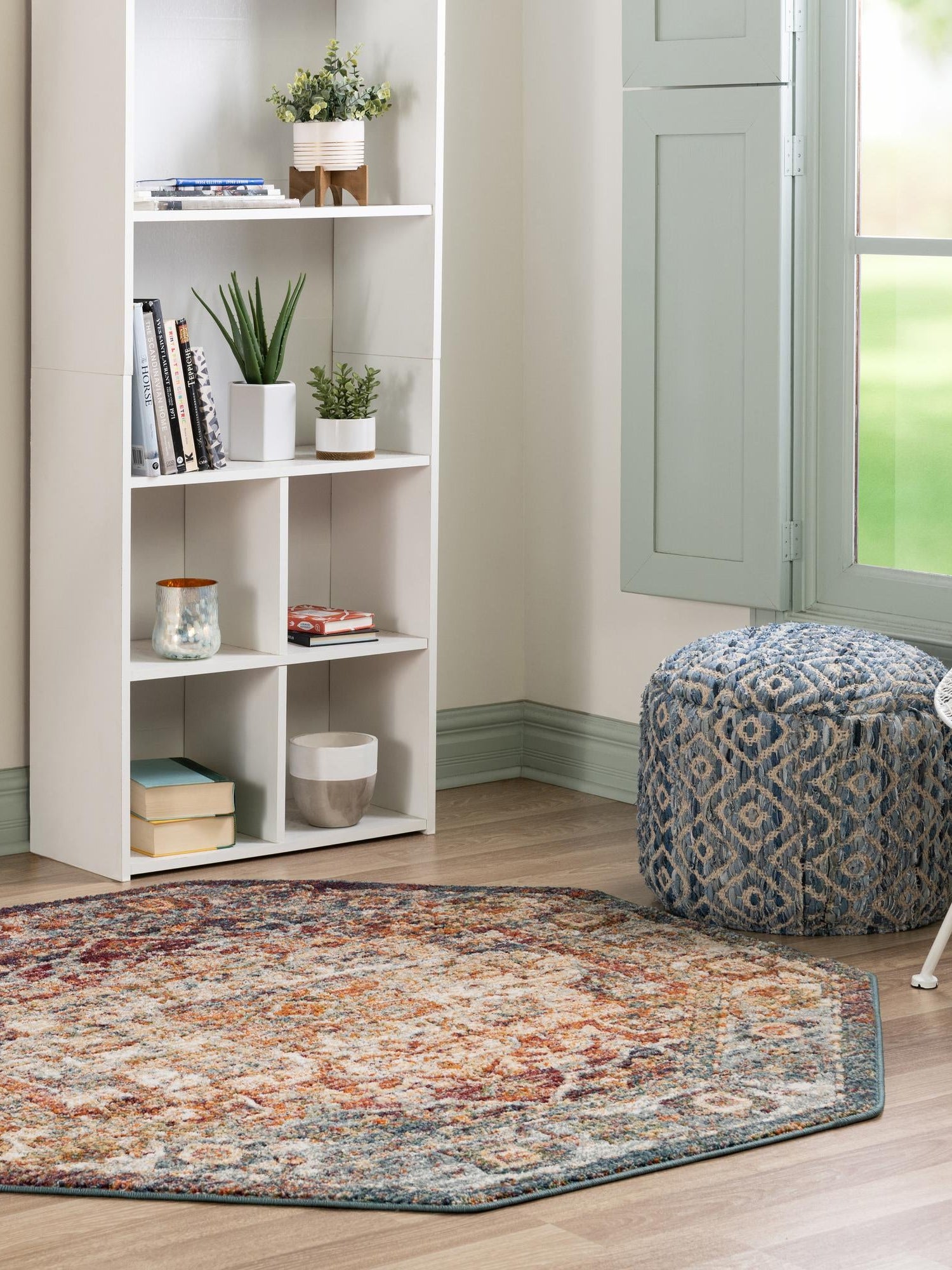 Multicolor 6' 1 x 6' 1 Isabella Octagon Area Rug Polypropylene & Polyester Traditional Elegant Carpet for Living Rooms, Dining, Office, Dorms for Sale at Rug Engine