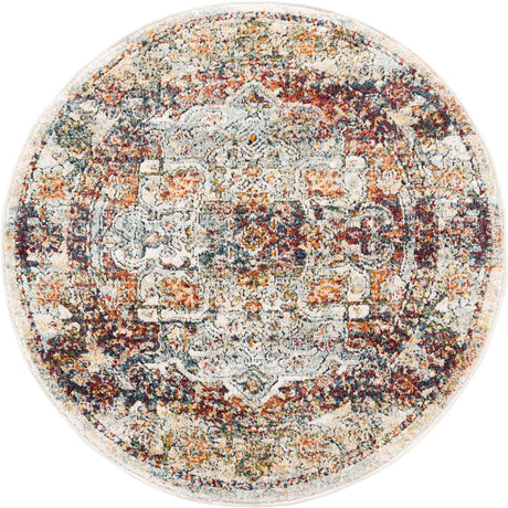 Ivory 3' 3 x 3' 3 Isabella Round Area Rug Polypropylene & Polyester Traditional Elegant Carpet for Living Rooms, Dining, Office, Dorms for Sale at Rug Engine