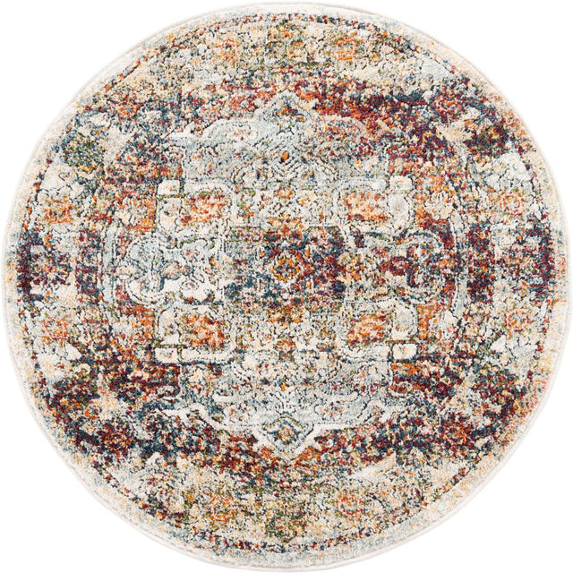 Ivory 3' 3 x 3' 3 Isabella Round Area Rug Polypropylene & Polyester Traditional Elegant Carpet for Living Rooms, Dining, Office, Dorms for Sale at Rug Engine