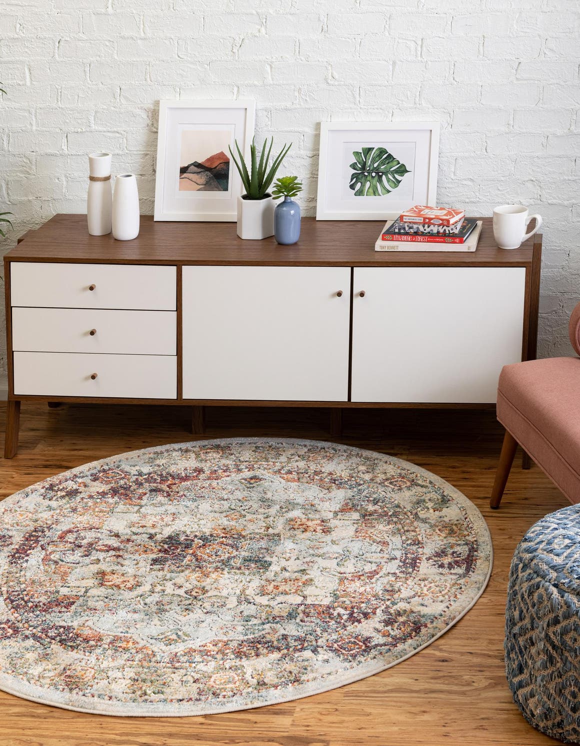 Ivory 10' x 10' Isabella Round Area Rug Polypropylene & Polyester Traditional Elegant Carpet for Living Rooms, Dining, Office, Dorms for Sale at Rug Engine