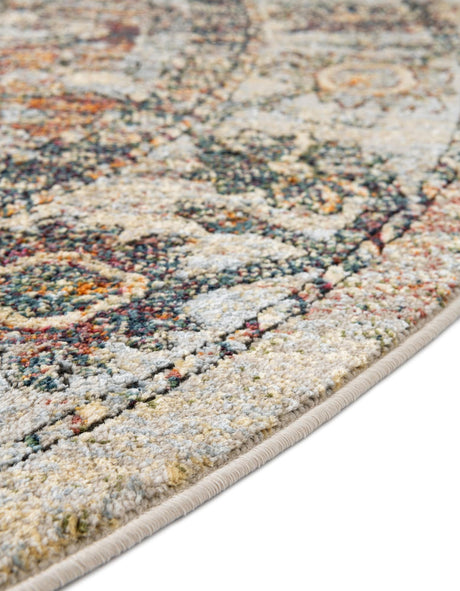Ivory 3' 3 x 3' 3 Isabella Round Area Rug Polypropylene & Polyester Traditional Elegant Carpet for Living Rooms, Dining, Office, Dorms for Sale at Rug Engine