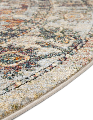 Ivory 5' 1 x 5' 1 Isabella Round Area Rug Polypropylene & Polyester Traditional Elegant Carpet for Living Rooms, Dining, Office, Dorms for Sale at Rug Engine