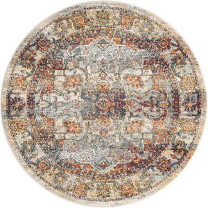 Ivory 5' 1 x 5' 1 Isabella Round Area Rug Polypropylene & Polyester Traditional Elegant Carpet for Living Rooms, Dining, Office, Dorms for Sale at Rug Engine