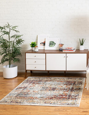 Ivory 7' 10 x 7' 10 Isabella Square Area Rug Polypropylene & Polyester Traditional Elegant Carpet for Living Rooms, Dining, Office, Dorms for Sale at Rug Engine