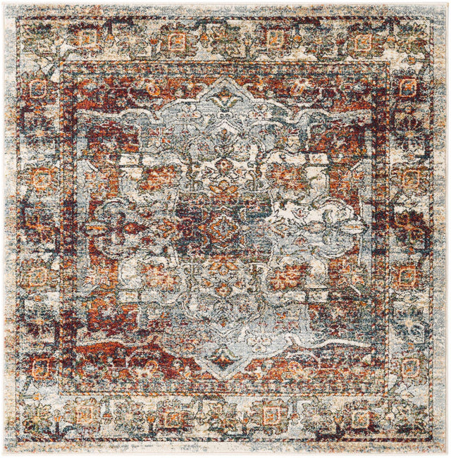 Ivory 5' 1 x 5' 1 Isabella Square Area Rug Polypropylene & Polyester Traditional Elegant Carpet for Living Rooms, Dining, Office, Dorms for Sale at Rug Engine