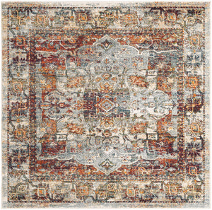 Ivory 6' 1 x 6' 1 Isabella Square Area Rug Polypropylene & Polyester Traditional Elegant Carpet for Living Rooms, Dining, Office, Dorms for Sale at Rug Engine