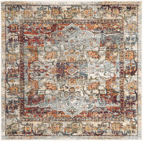 Ivory 6' 1 x 6' 1 Isabella Square Area Rug Polypropylene & Polyester Traditional Elegant Carpet for Living Rooms, Dining, Office, Dorms for Sale at Rug Engine
