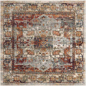 Ivory 7' 10 x 7' 10 Isabella Square Area Rug Polypropylene & Polyester Traditional Elegant Carpet for Living Rooms, Dining, Office, Dorms for Sale at Rug Engine