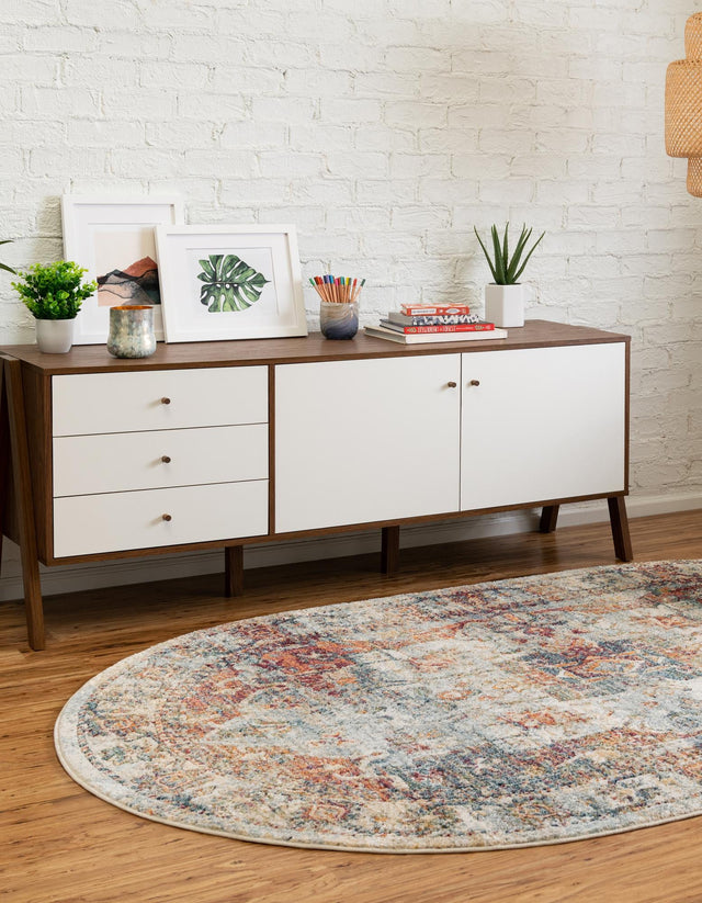 Ivory 2' x 3' 1 Isabella Oval Area Rug Polypropylene & Polyester Traditional Elegant Carpet for Living Rooms, Dining, Office, Dorms for Sale at Rug Engine