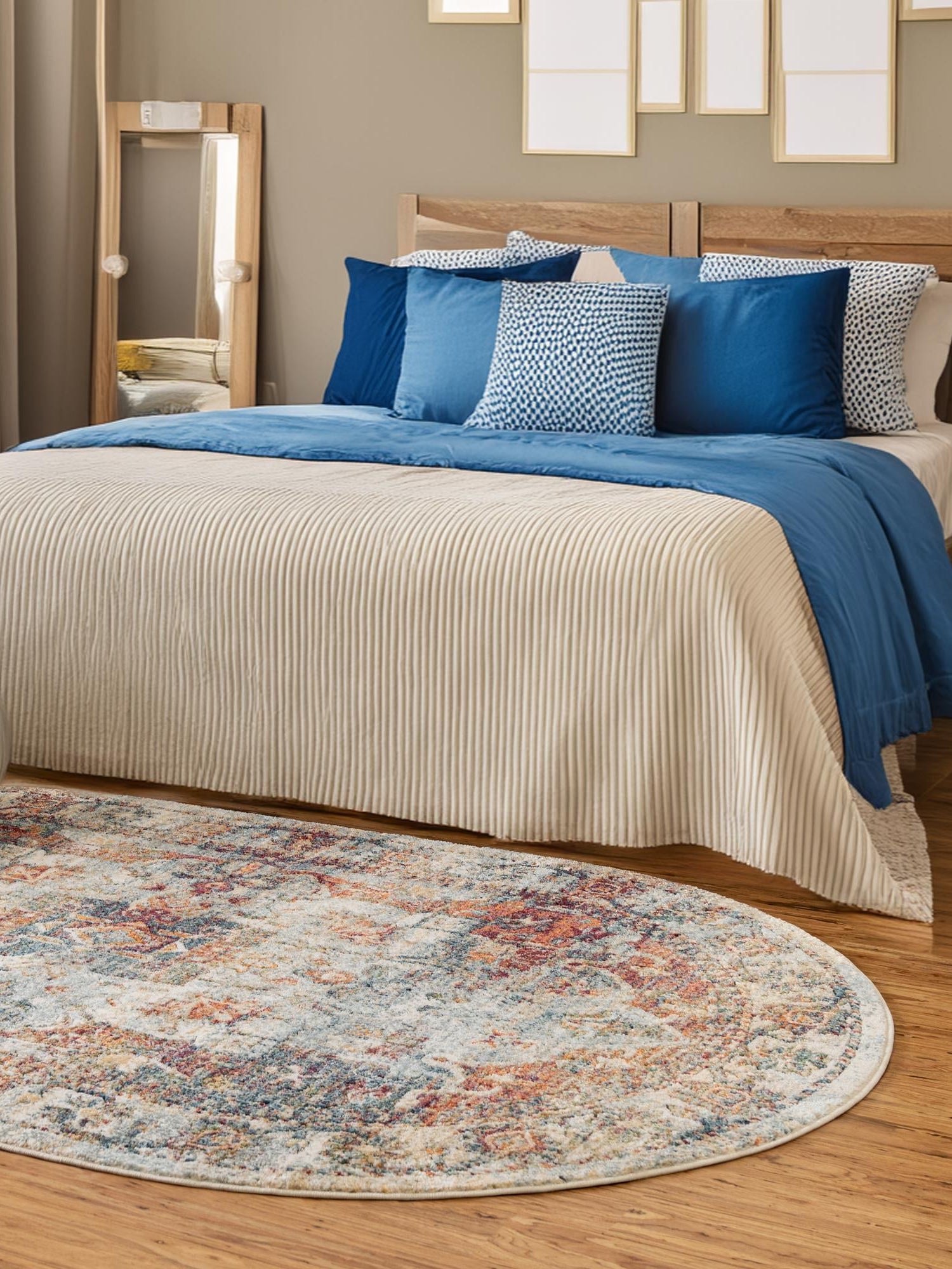 Ivory 4' 1 x 6' 1 Isabella Oval Area Rug Polypropylene & Polyester Traditional Elegant Carpet for Living Rooms, Dining, Office, Dorms for Sale at Rug Engine