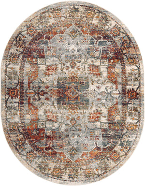 Ivory 7' 10 x 10' Isabella Oval Area Rug Polypropylene & Polyester Traditional Elegant Carpet for Living Rooms, Dining, Office, Dorms for Sale at Rug Engine