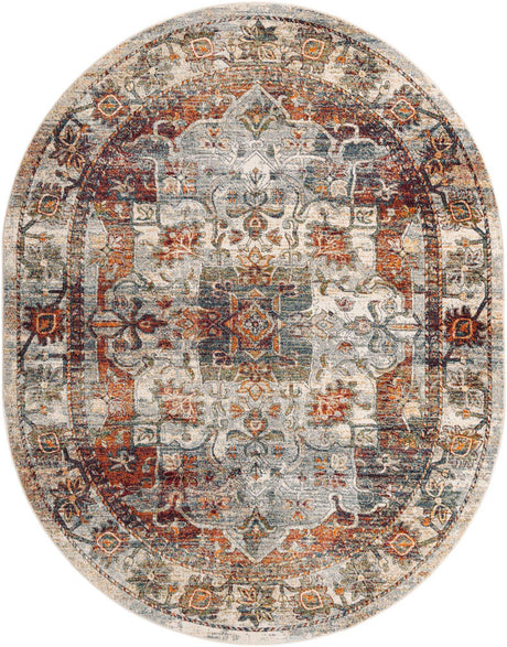 Ivory 7' 10 x 10' Isabella Oval Area Rug Polypropylene & Polyester Traditional Elegant Carpet for Living Rooms, Dining, Office, Dorms for Sale at Rug Engine