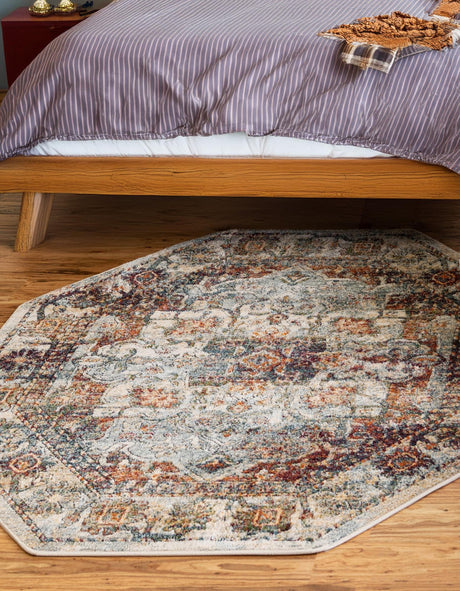 Ivory 7' 10 x 7' 10 Isabella Octagon Area Rug Polypropylene & Polyester Traditional Elegant Carpet for Living Rooms, Dining, Office, Dorms for Sale at Rug Engine