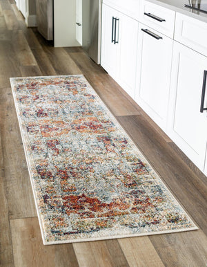 Ivory 2' x 6' 1 Isabella Runner Area Rug Polypropylene & Polyester Traditional Elegant Carpet for Living Rooms, Dining, Office, Dorms for Sale at Rug Engine