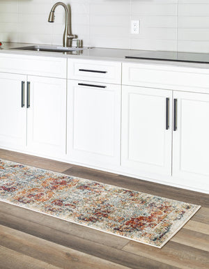 Ivory 2' x 6' 1 Isabella Runner Area Rug Polypropylene & Polyester Traditional Elegant Carpet for Living Rooms, Dining, Office, Dorms for Sale at Rug Engine