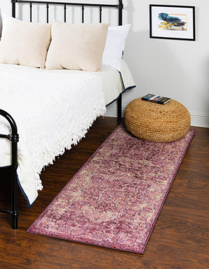 Purple 2' 7 x 10' Isabella Runner Area Rug Polypropylene & Polyester Traditional Elegant Carpet for Living Rooms, Dining, Office, Dorms for Sale at Rug Engine