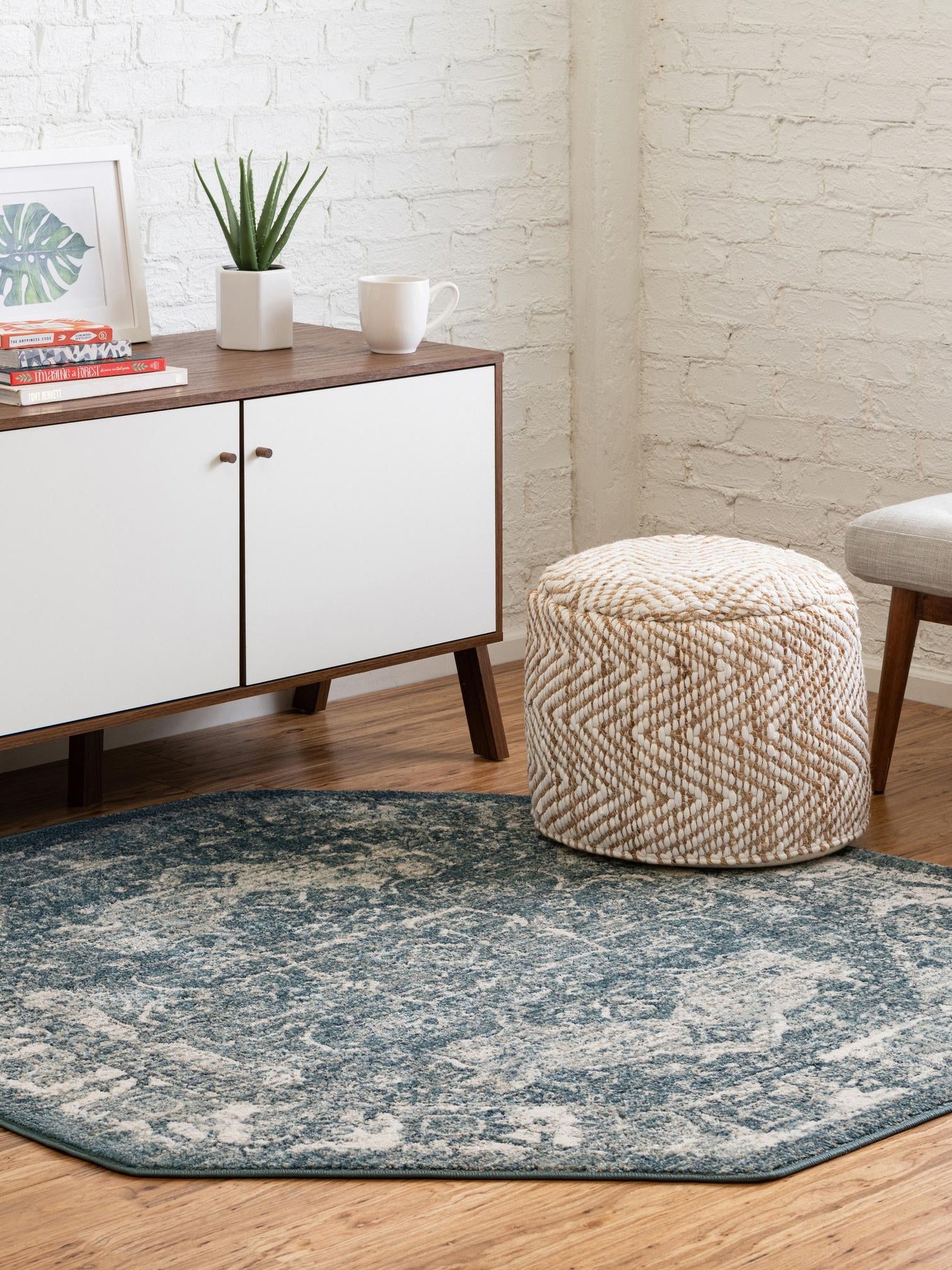 Blue 7' 10 x 7' 10 Isabella Octagon Area Rug Polypropylene & Polyester Traditional Elegant Carpet for Living Rooms, Dining, Office, Dorms for Sale at Rug Engine