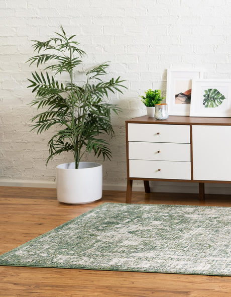 Green 10' x 14' 1 Isabella Rectangle Area Rug Polypropylene & Polyester Traditional Elegant Carpet for Living Rooms, Dining, Office, Dorms for Sale at Rug Engine