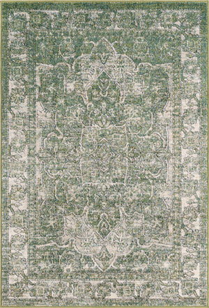 Green 4' 1 x 6' 1 Isabella Rectangle Area Rug Polypropylene & Polyester Traditional Elegant Carpet for Living Rooms, Dining, Office, Dorms for Sale at Rug Engine
