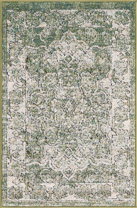 Green 2' x 3' 1 Isabella Rectangle Area Rug Polypropylene & Polyester Traditional Elegant Carpet for Living Rooms, Dining, Office, Dorms for Sale at Rug Engine