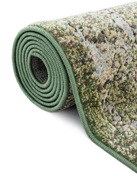 Green 10' x 10' Isabella Round Area Rug Polypropylene & Polyester Traditional Elegant Carpet for Living Rooms, Dining, Office, Dorms for Sale at Rug Engine