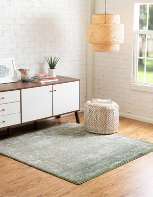 Green 7' 10 x 7' 10 Isabella Square Area Rug Polypropylene & Polyester Traditional Elegant Carpet for Living Rooms, Dining, Office, Dorms for Sale at Rug Engine