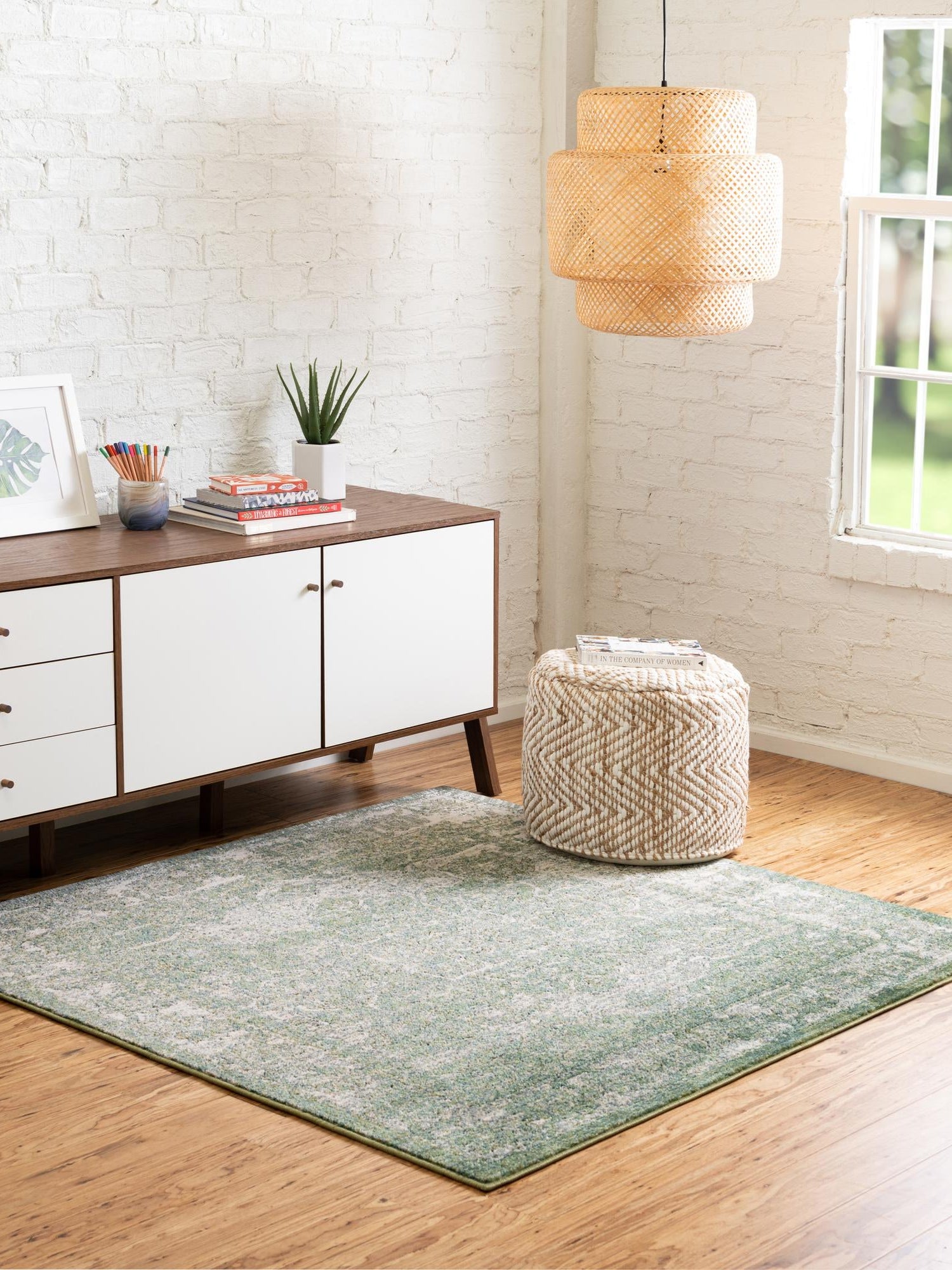 Green 3' 3 x 3' 3 Isabella Square Area Rug Polypropylene & Polyester Traditional Elegant Carpet for Living Rooms, Dining, Office, Dorms for Sale at Rug Engine