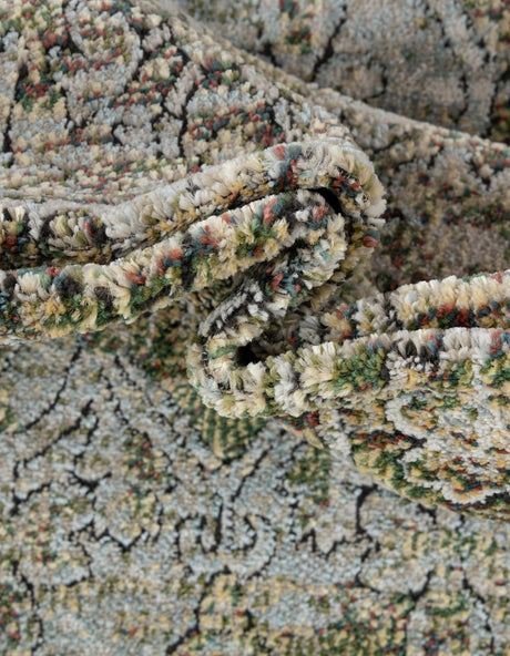 Green 10' x 10' Isabella Square Area Rug Polypropylene & Polyester Traditional Elegant Carpet for Living Rooms, Dining, Office, Dorms for Sale at Rug Engine
