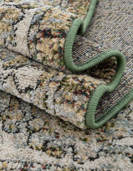Green 10' x 10' Isabella Square Area Rug Polypropylene & Polyester Traditional Elegant Carpet for Living Rooms, Dining, Office, Dorms for Sale at Rug Engine