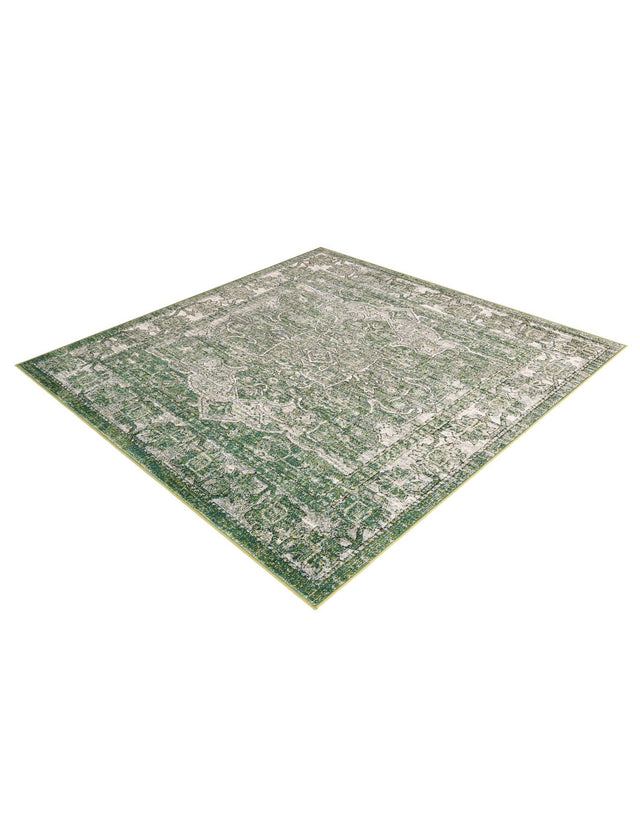Green 6' 1 x 6' 1 Isabella Square Area Rug Polypropylene & Polyester Traditional Elegant Carpet for Living Rooms, Dining, Office, Dorms for Sale at Rug Engine