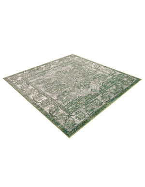 Green 6' 1 x 6' 1 Isabella Square Area Rug Polypropylene & Polyester Traditional Elegant Carpet for Living Rooms, Dining, Office, Dorms for Sale at Rug Engine